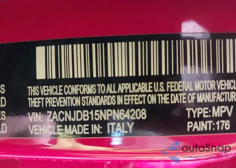 2022 Jeep Renegade (Red) Edition 4X4 из США, поврежденный, VIN ZACNJDB15NPN64208